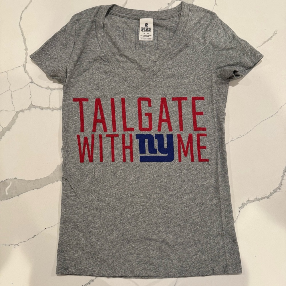 Victoria's Secret Pink NY Giants V Neck Tee